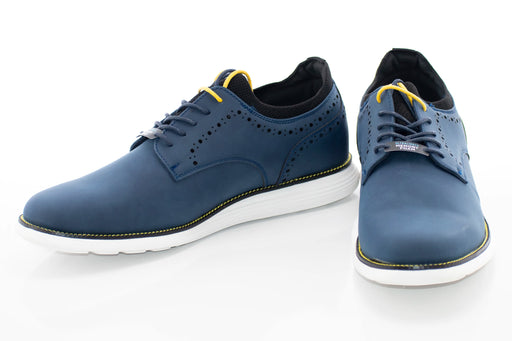 Men's Navy Blue Open Lace Dress Sneaker With Quarter Broguing
