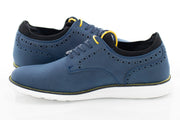 Men's Navy Blue Open Lace Dress Sneaker With Quarter Broguing