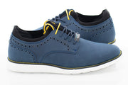 Men's Navy Blue Open Lace Dress Sneaker With Quarter Broguing