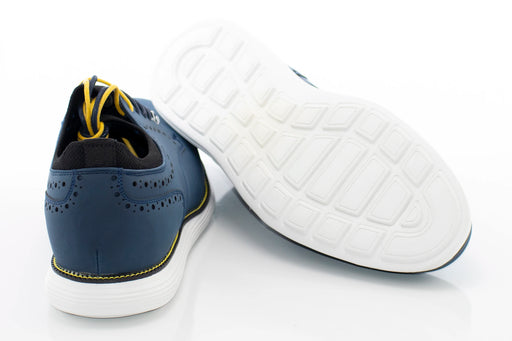 Men's Navy Blue Open Lace Dress Sneaker With Quarter Broguing