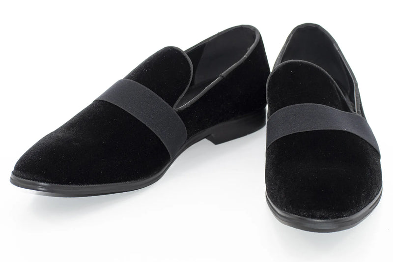 Black Strap Velvet Smoking Loafer