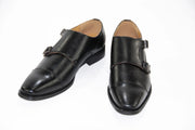 Men's Black Leather Double Strapped Monk Strap