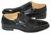 Men's Black Leather Double Strapped Monk Strap