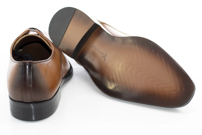 Cognac Plain Toe Derby Lace-Up