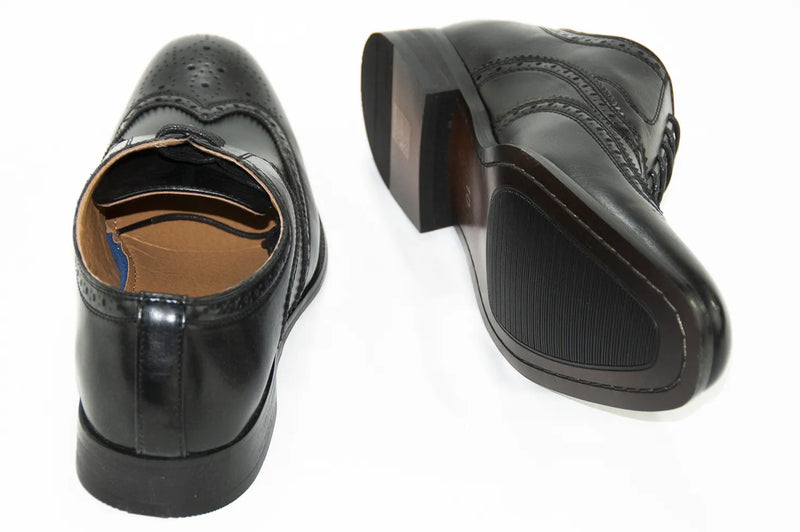 Black Leather Oxford Wingtip Lace-Up