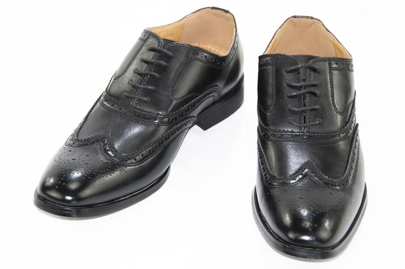 Black Leather Oxford Wingtip Lace-Up