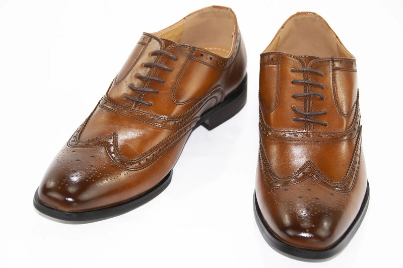 Cognac Leather Oxford Wingtip Lace-Up