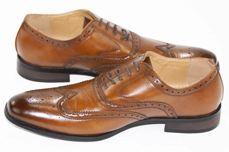 Cognac Leather Oxford Wingtip Lace-Up