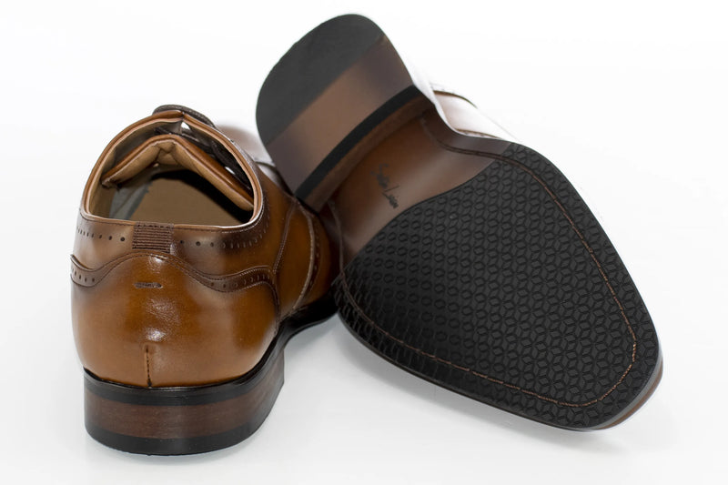 Cognac Classic Wingtip Derby Shoes