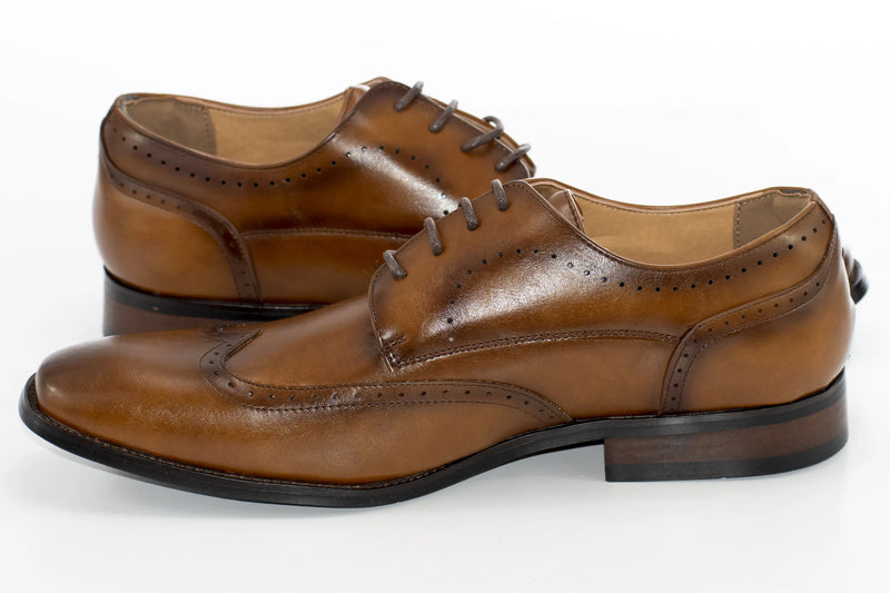 Cognac Classic Wingtip Derby Shoes
