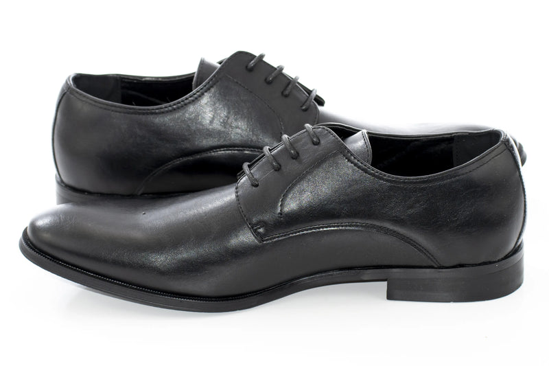 Black Polished Plain Toe Derby Shoes