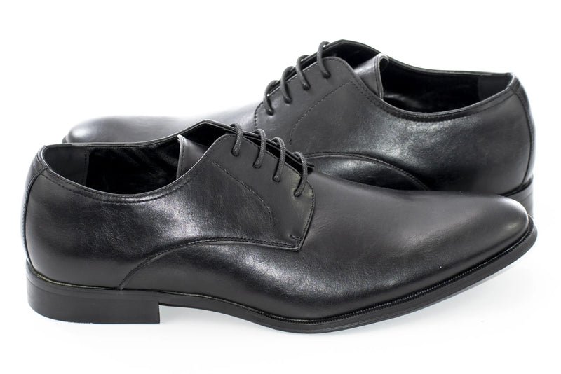 Black Polished Plain Toe Derby Shoes