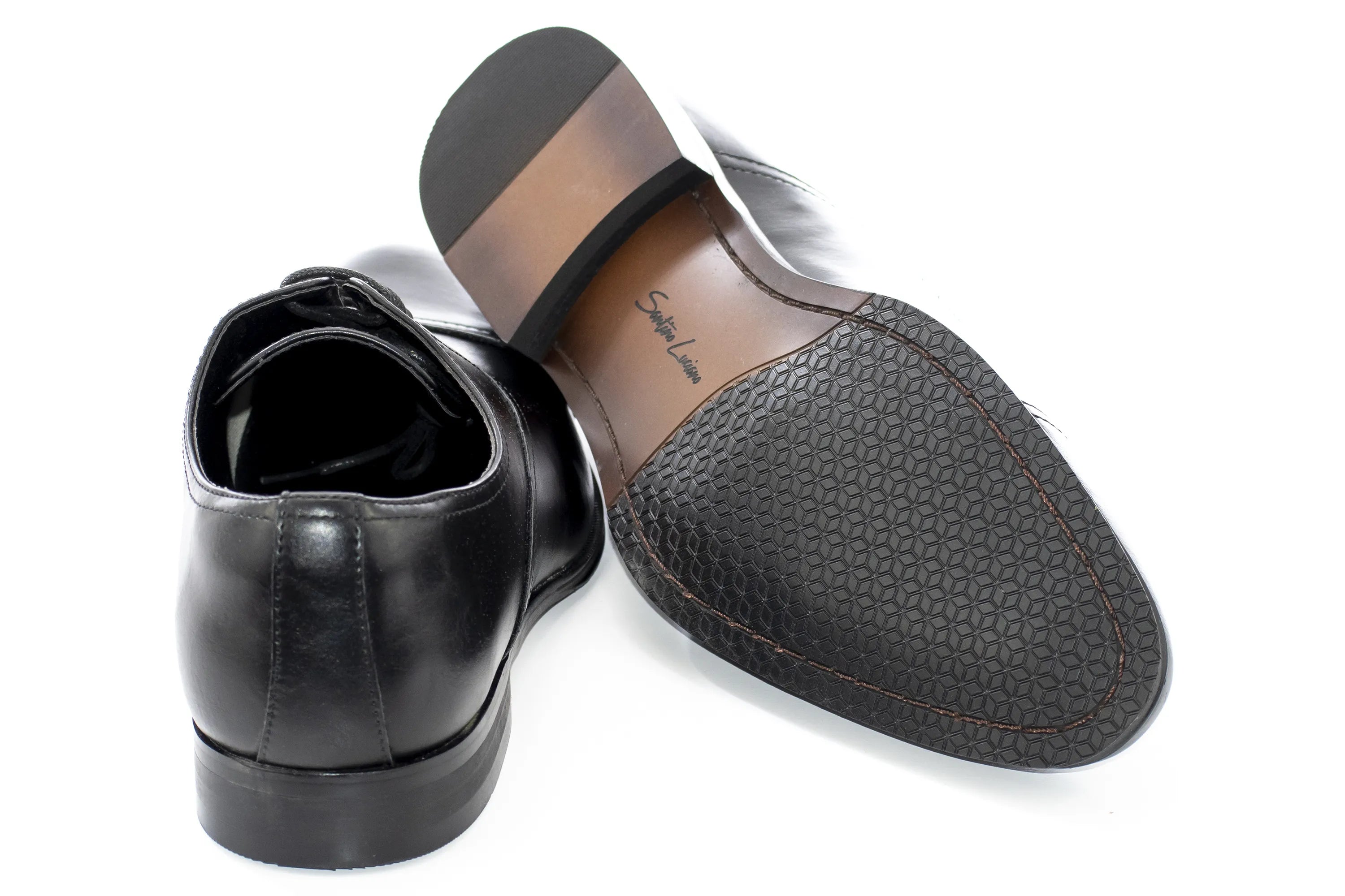 Black Polished Cap-toe Oxford Shoes