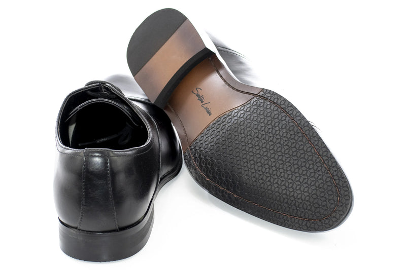 Black Polished Cap-toe Oxford Shoes