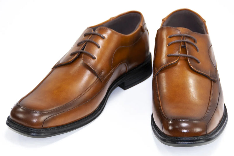 Cognac Square-Toed Lace-Up