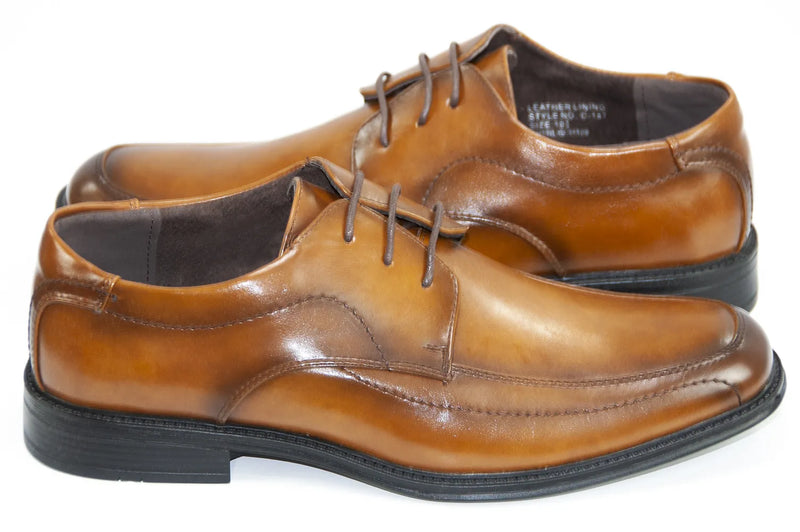 Cognac Square-Toed Lace-Up