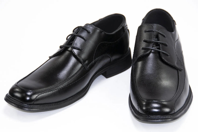 Black Square-Toed Lace-Up