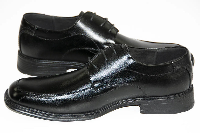 Black Square-Toed Lace-Up