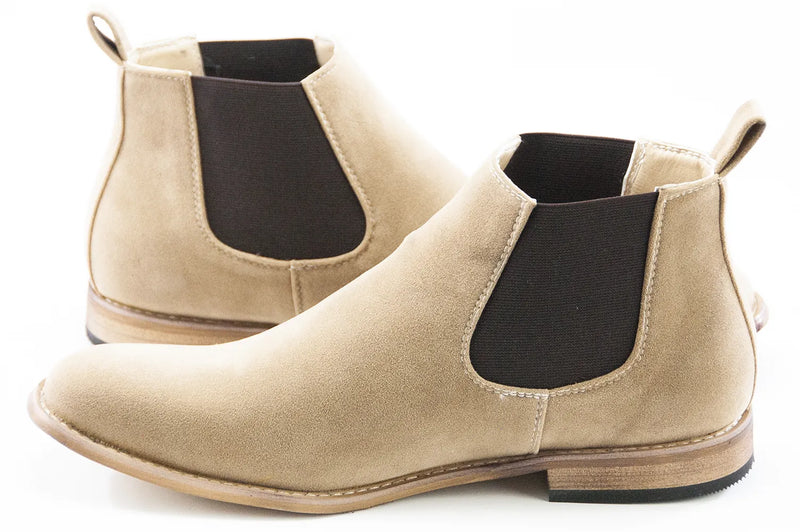 Men's Beige Suede Leather Chelsea Boot