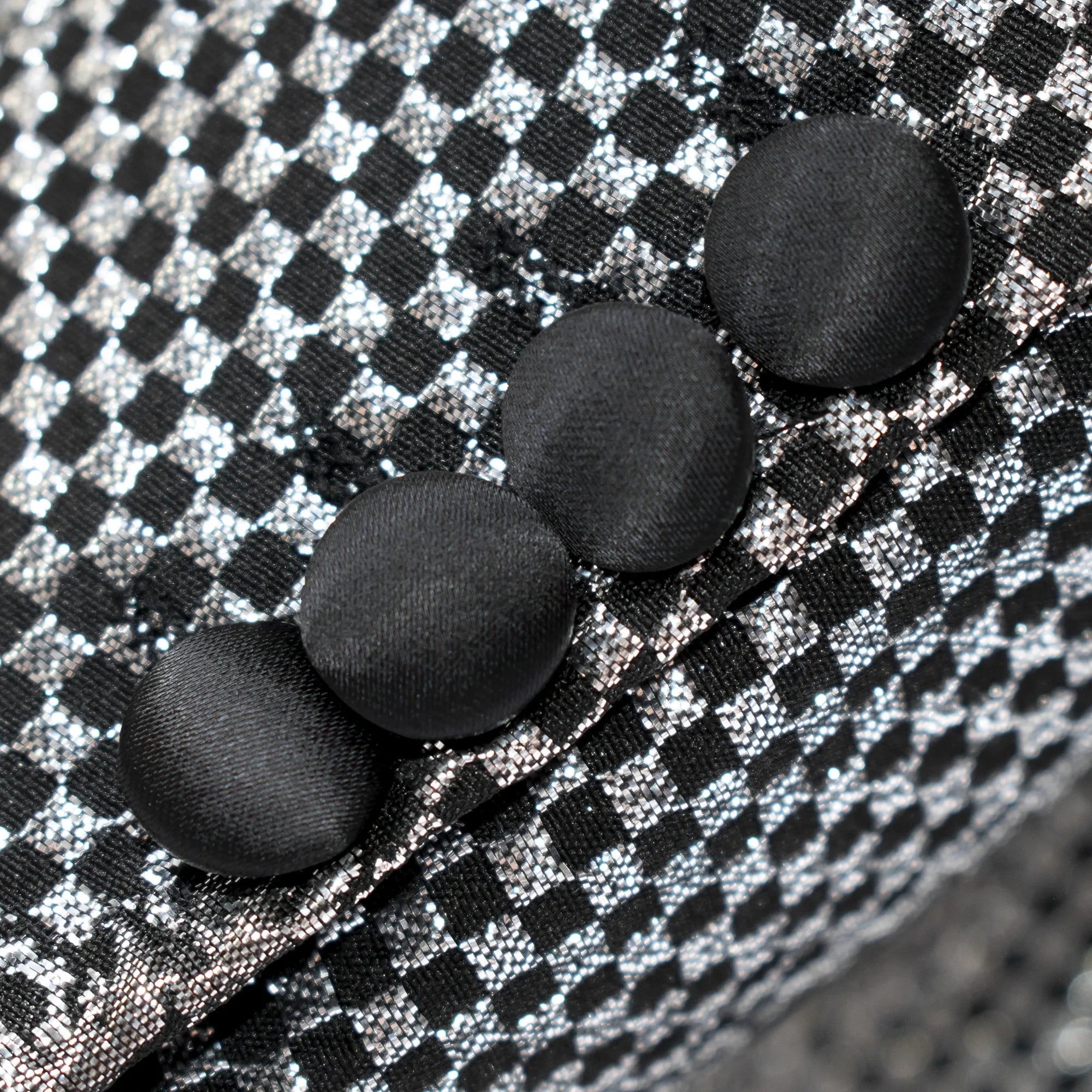 Black Silver Metallic Floral Tailor-Fit Tuxedo Jacket