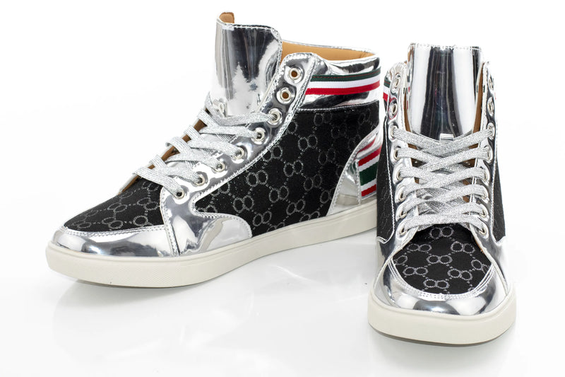 Men's Black And Platinum High-Top Sneaker