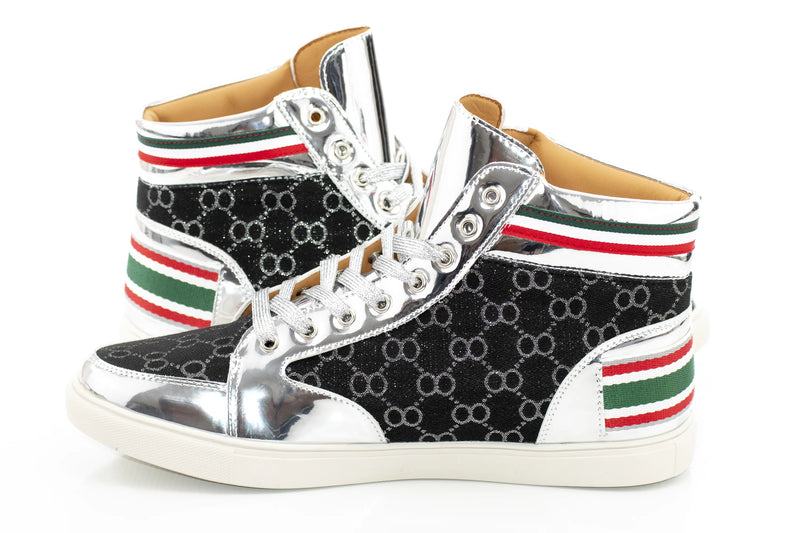 Men's Black And Platinum High-Top Sneaker