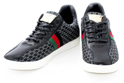 Black Leather Designer Low-Tops