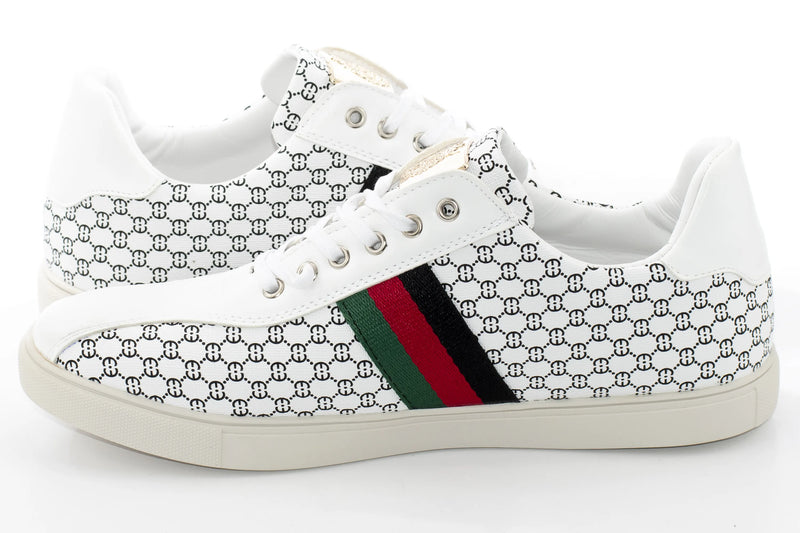 White Leather Designer Low-Tops