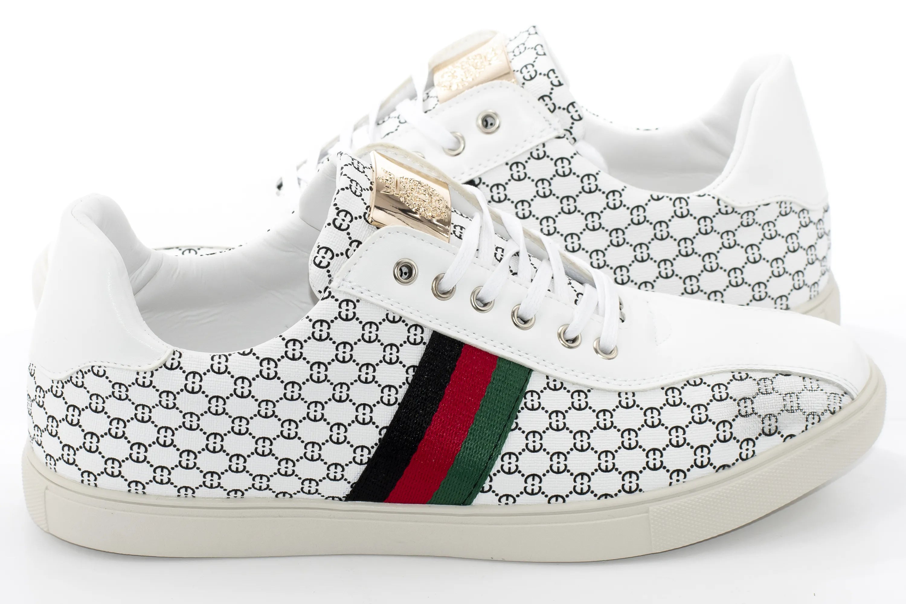 White Leather Designer Low-Tops