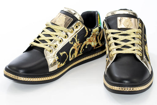 Black Floral Designer Low-Tops Front Upper And Outsole