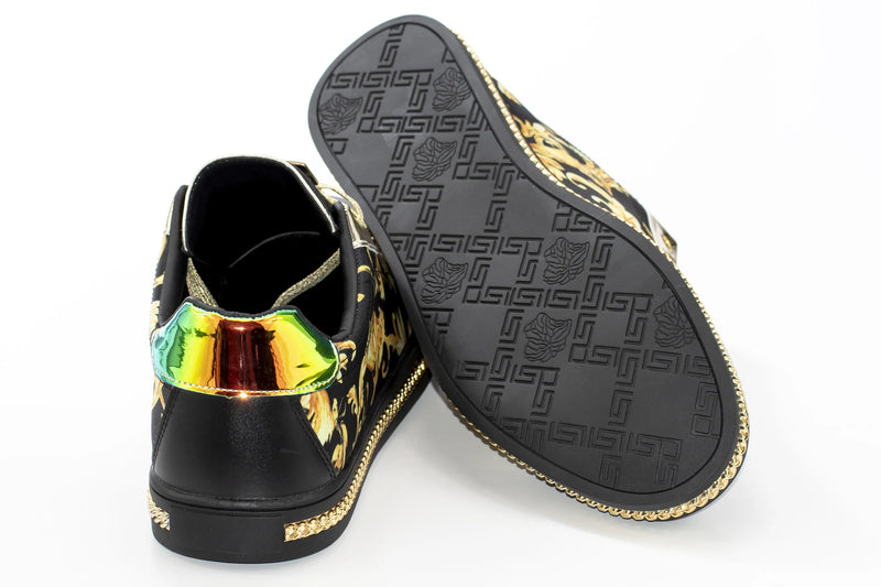 Black Floral Designer Low-Tops Sole