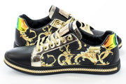 Black Floral Designer Low-Tops Sideview