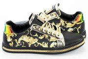 Black Floral Designer Low-Tops Sideview