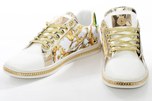 White Floral Designer Low-Tops Front Upper And Outsole