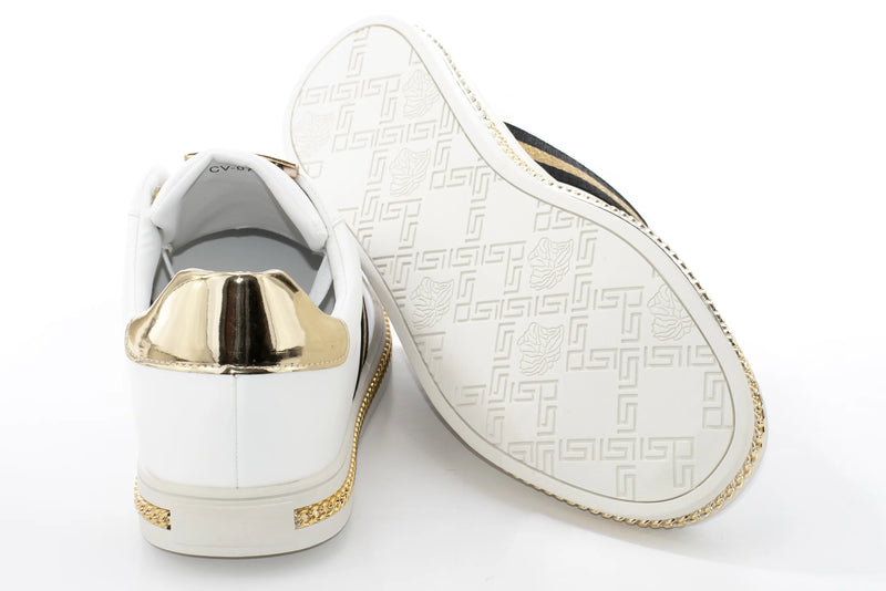 White And Gold Lace-Up Sneaker Sole