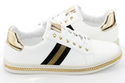 White And Gold Lace-Up Sneaker Sideview
