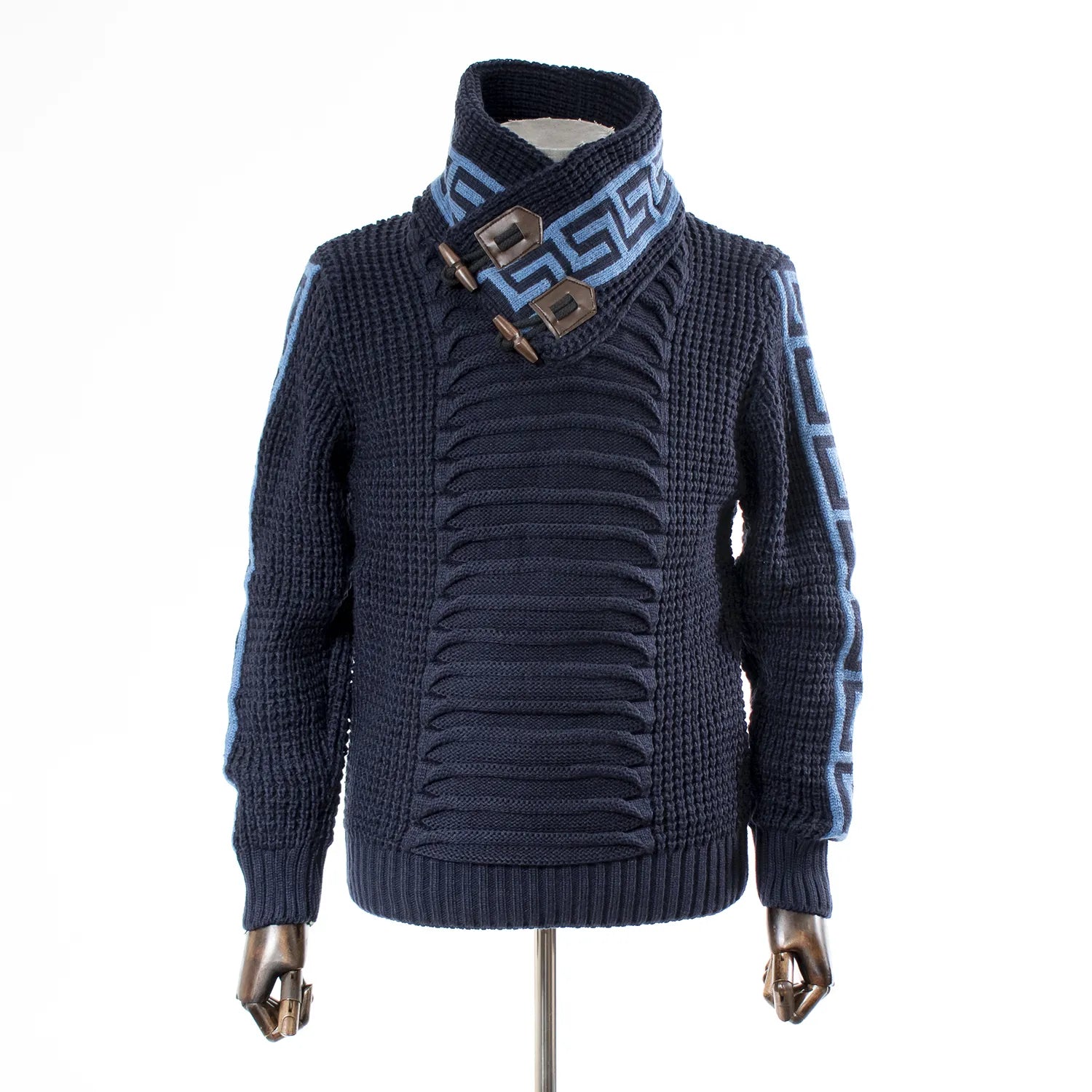 Navy Grecian Regular-Fit Cardigan With Toggle Closure