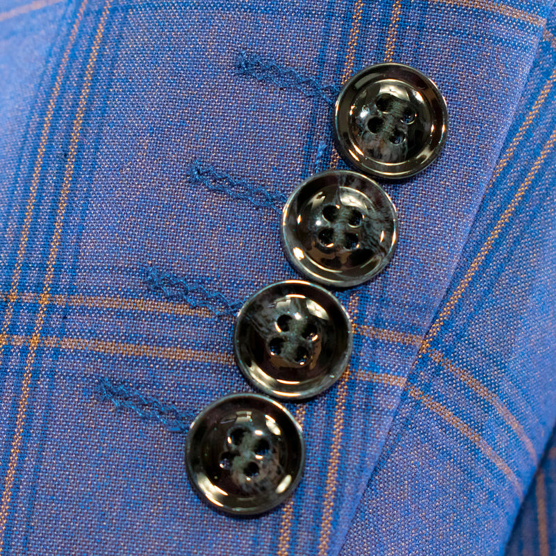 Navy 3-Piece Modern-Fit Wool Suit With Peak Lapels