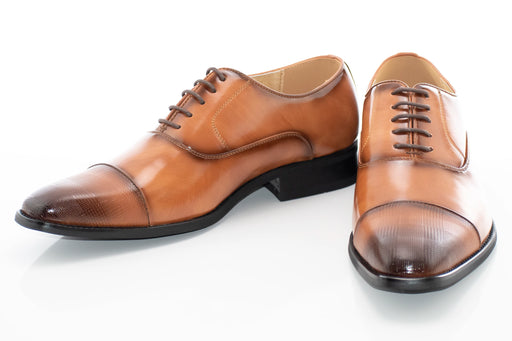 Men's Tan Leather Cap-Toe Oxford Dress Shoe