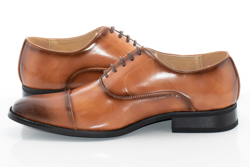 Men's Tan Leather Cap-Toe Oxford Dress Shoe