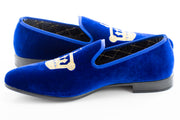 Men's Blue Velvet Crown Corona Dress Loafer