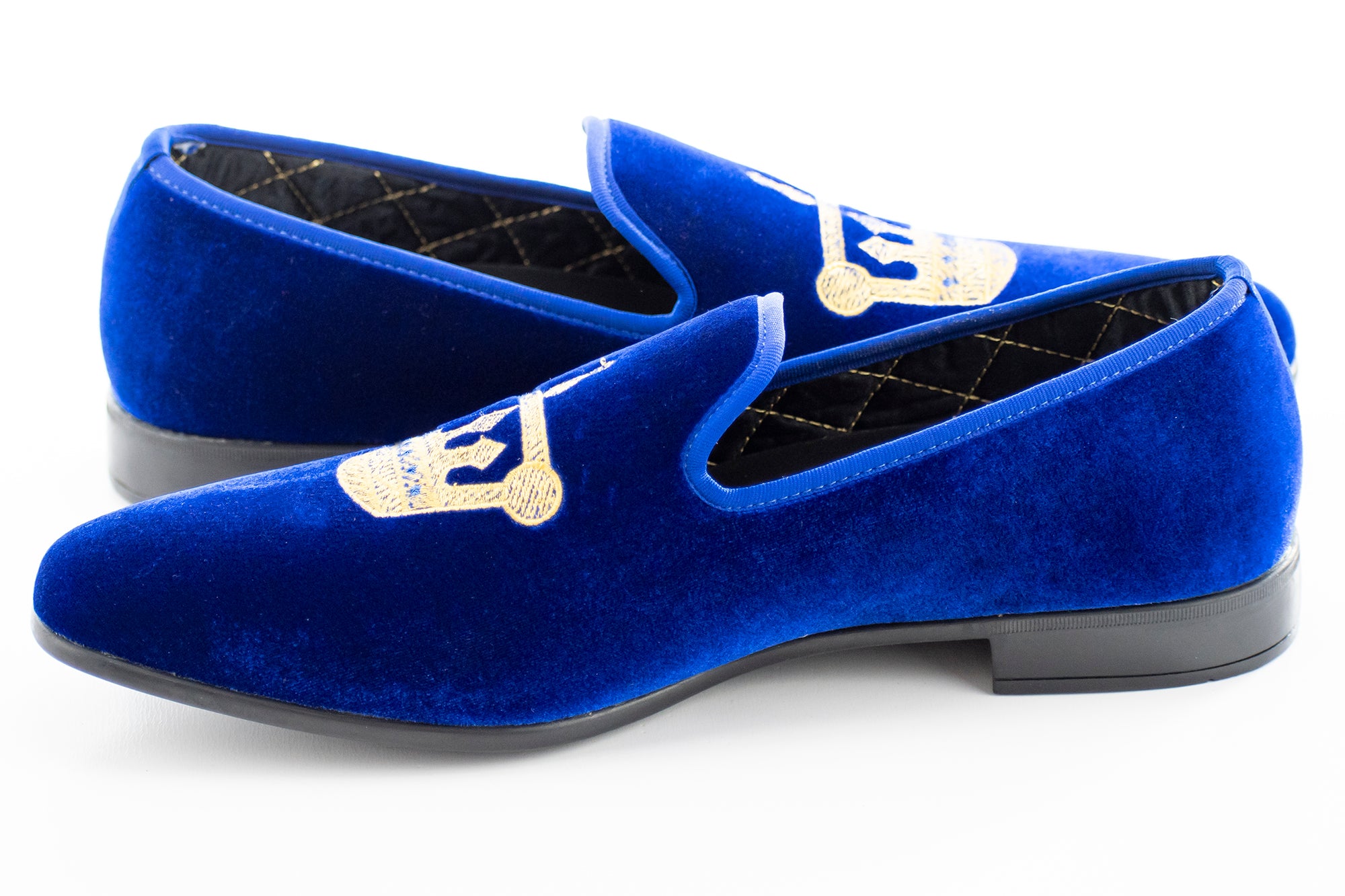 Men's Blue Velvet Crown Corona Dress Loafer