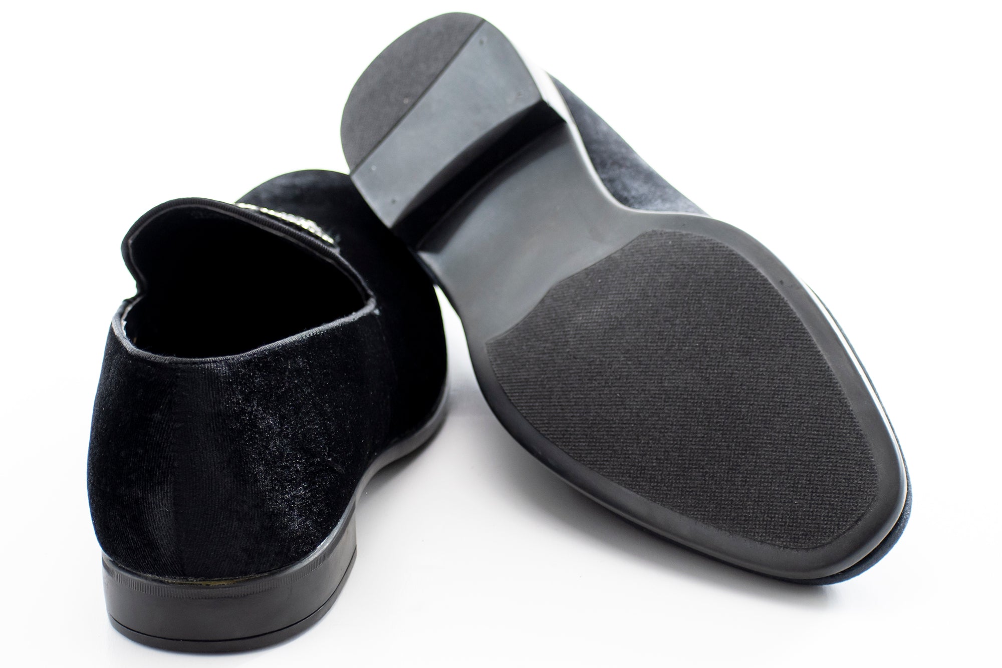 Black Velvet Loafer With Jeweled Crown Piece