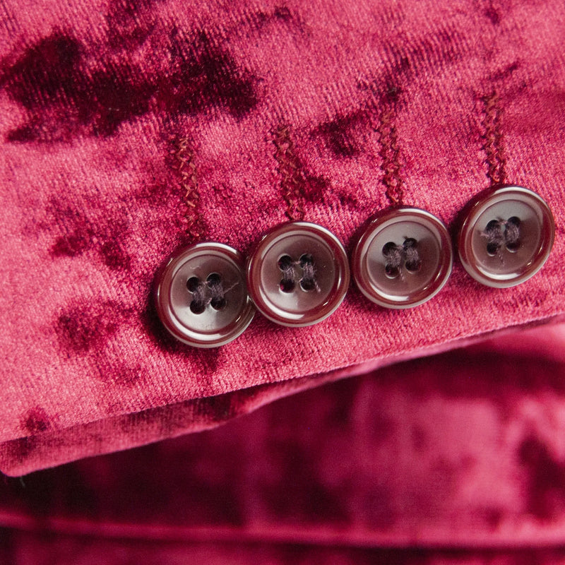 Burgundy Velour 3-Piece Slim-Fit Tuxedo
