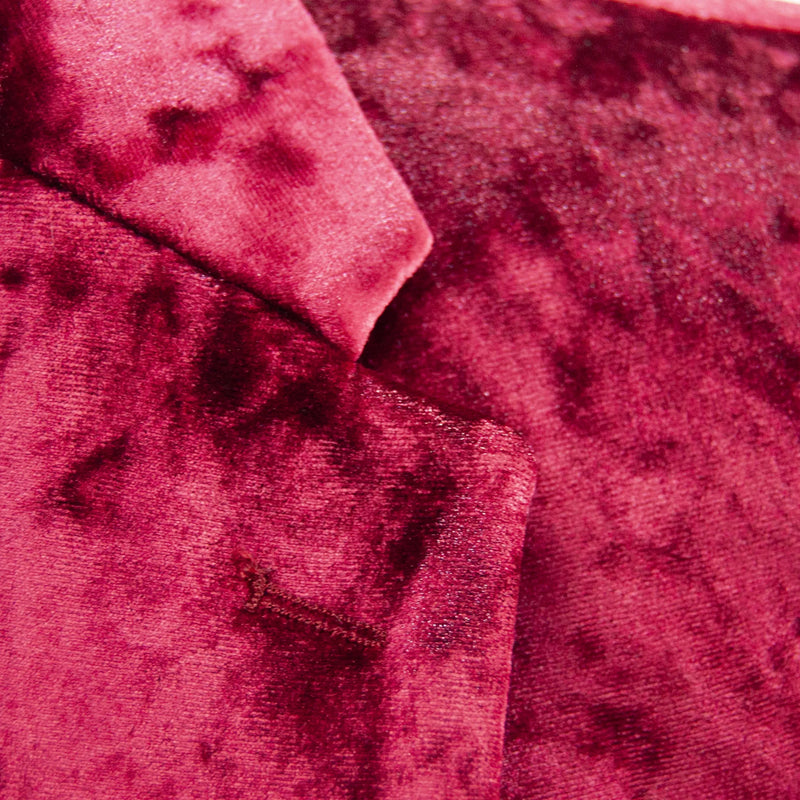 Burgundy Velour 3-Piece Slim-Fit Tuxedo