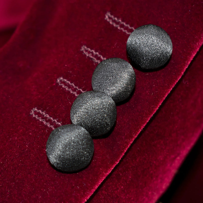 Men's Purple Wine Velvet Double-Breasted Slim-Fit Tuxedo With Peak Lapels