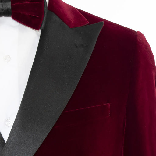 Men's Purple Wine Velvet Double-Breasted Slim-Fit Tuxedo With Peak Lapels
