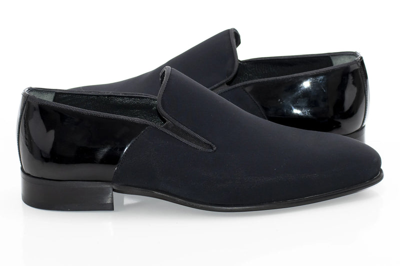 Black Satin Slip-On Loafers