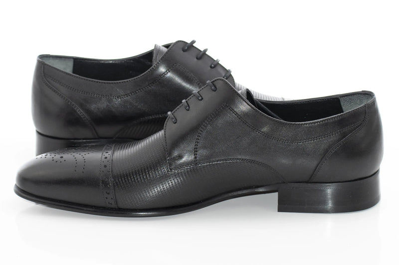 Black Cap-Toe Derby Lace-Ups