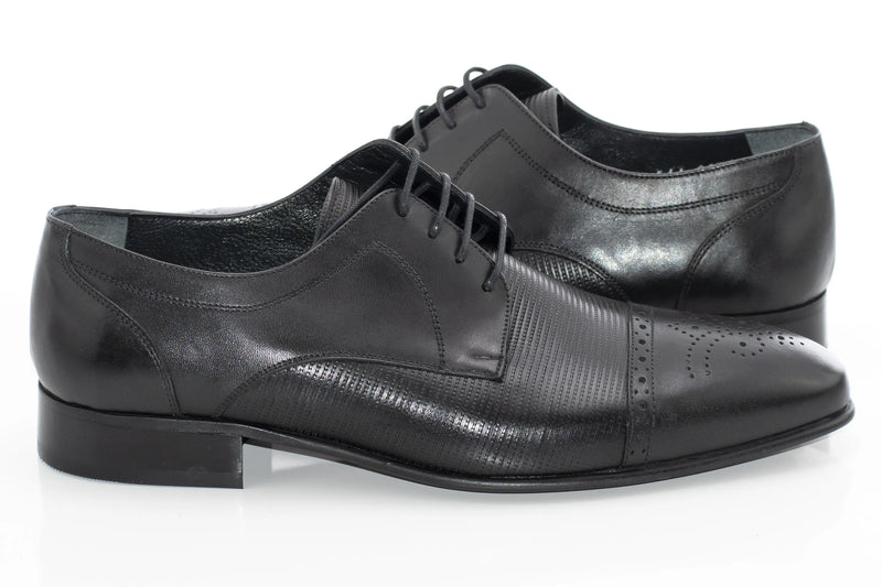 Black Cap-Toe Derby Lace-Ups